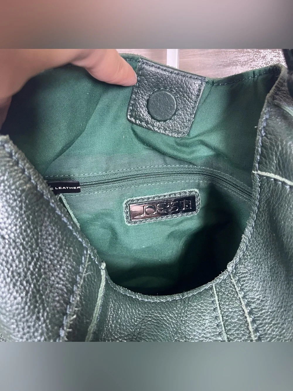 Joes Jeans Green Leather Pleated Hobo Bag Shoulder Purse Classic Western 90s Y2K